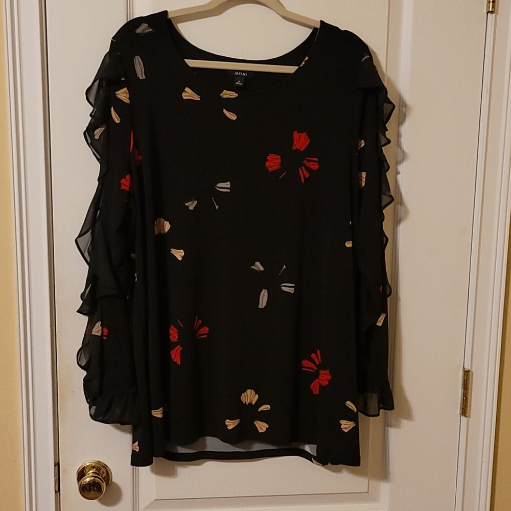Alfani plus size 3x black blouse with multicolored